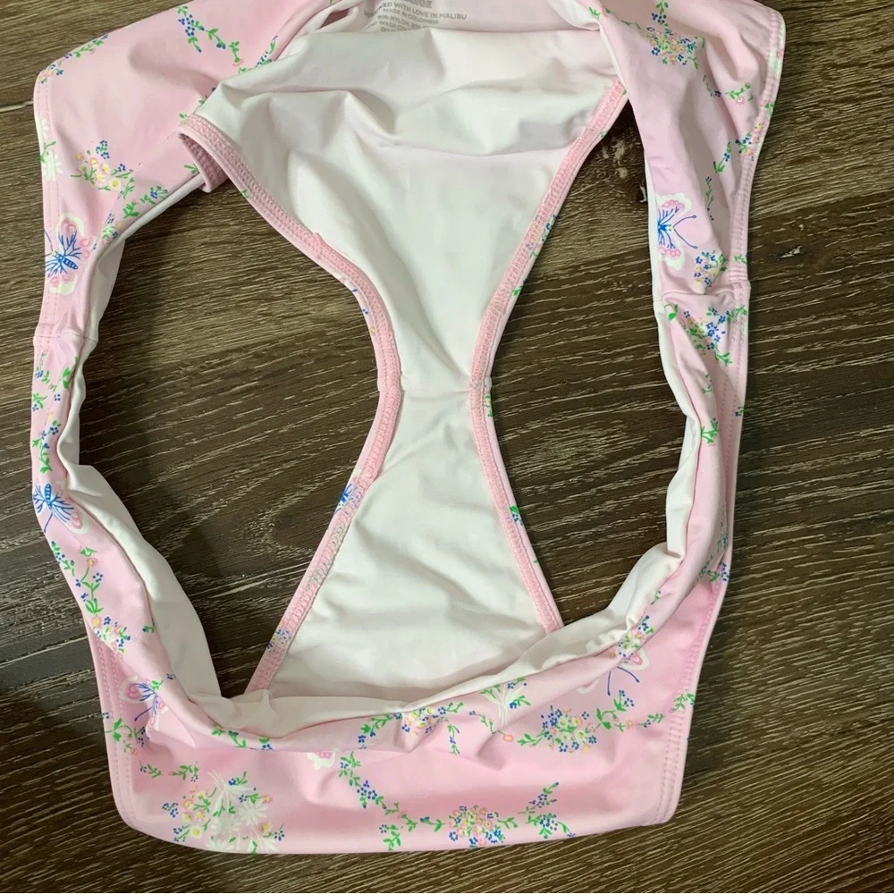 Frankie’s Bikini Womens Pink Dallas Floral fairy tale chain bikini swim XL